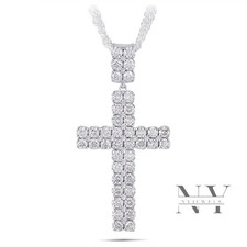 Christmas Sale Moissanite Cross Pendant 2.15 CT Round Cut Solid 14K White Gold