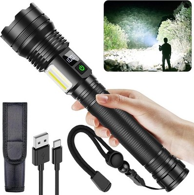 Rechargeable Flashlights High Lumens - 10000 LM, 5000mAh Battery with LCD Displa