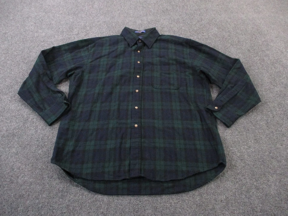Vintage Pendleton Shirt Mens L Plaid Virgin Wool Flannel Black Watch Tartan - Image 2 of 4