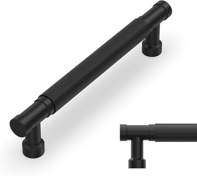 10 Stück mattschwarze Schrankgriffe 128 mm (5 Zoll) gerändelte Schubladengriffe Küche 