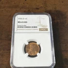 1955-D Lincoln Wheat Cent NGC MS65 RD Red Penny High Grade MS 65 RD
