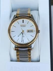 Vintage Seiko SQ Men's 5Y23-8049 Gold Tone Quartz Watch Flex Bracelet Strap.