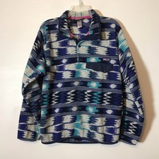 Vintage Patagonia Synchilla Aztec Southwestern Blue Snap T Fleece Pullover Small