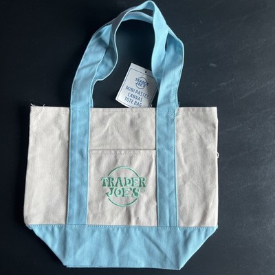 Trader Joe's Mini Pastel Canvas Tote Bag (Blue)