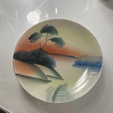 Vintage Hand Painted Japanese Landscape Scene Plate 6"