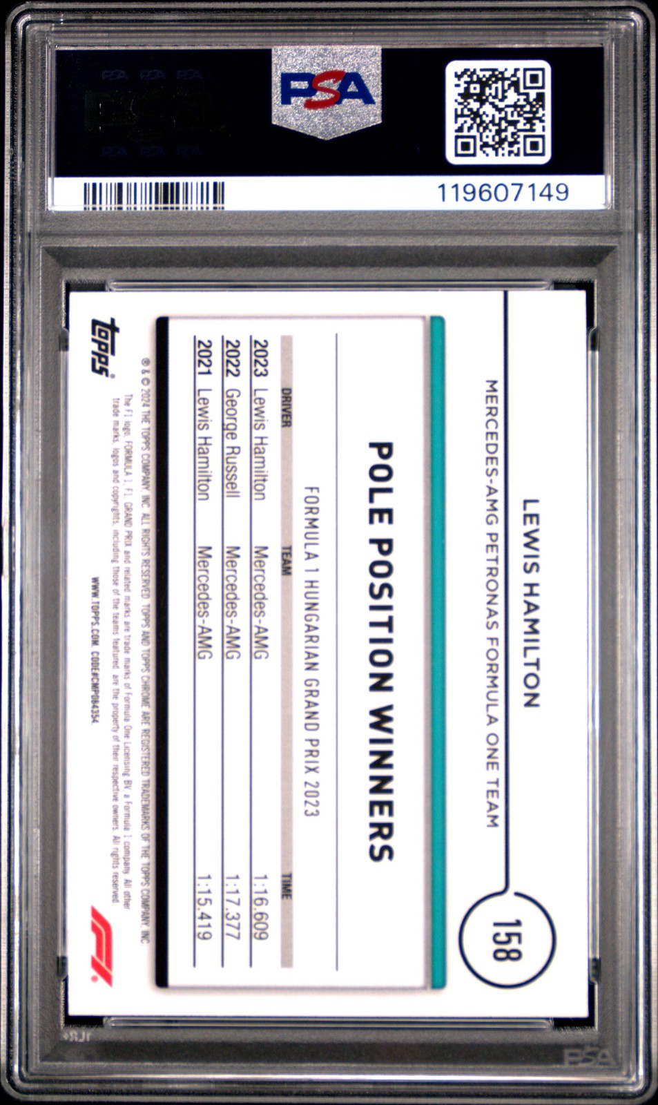 2024 TOPPS CHROME FORMULA 1 LOGOFRACTOR EDITION GOLD LEWIS HAMILTON 14/50 PSA 10 view 2