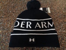 Under Armour Men's UA Halftime Beanie Hat Black Pom One Size 6006475-003 NEW