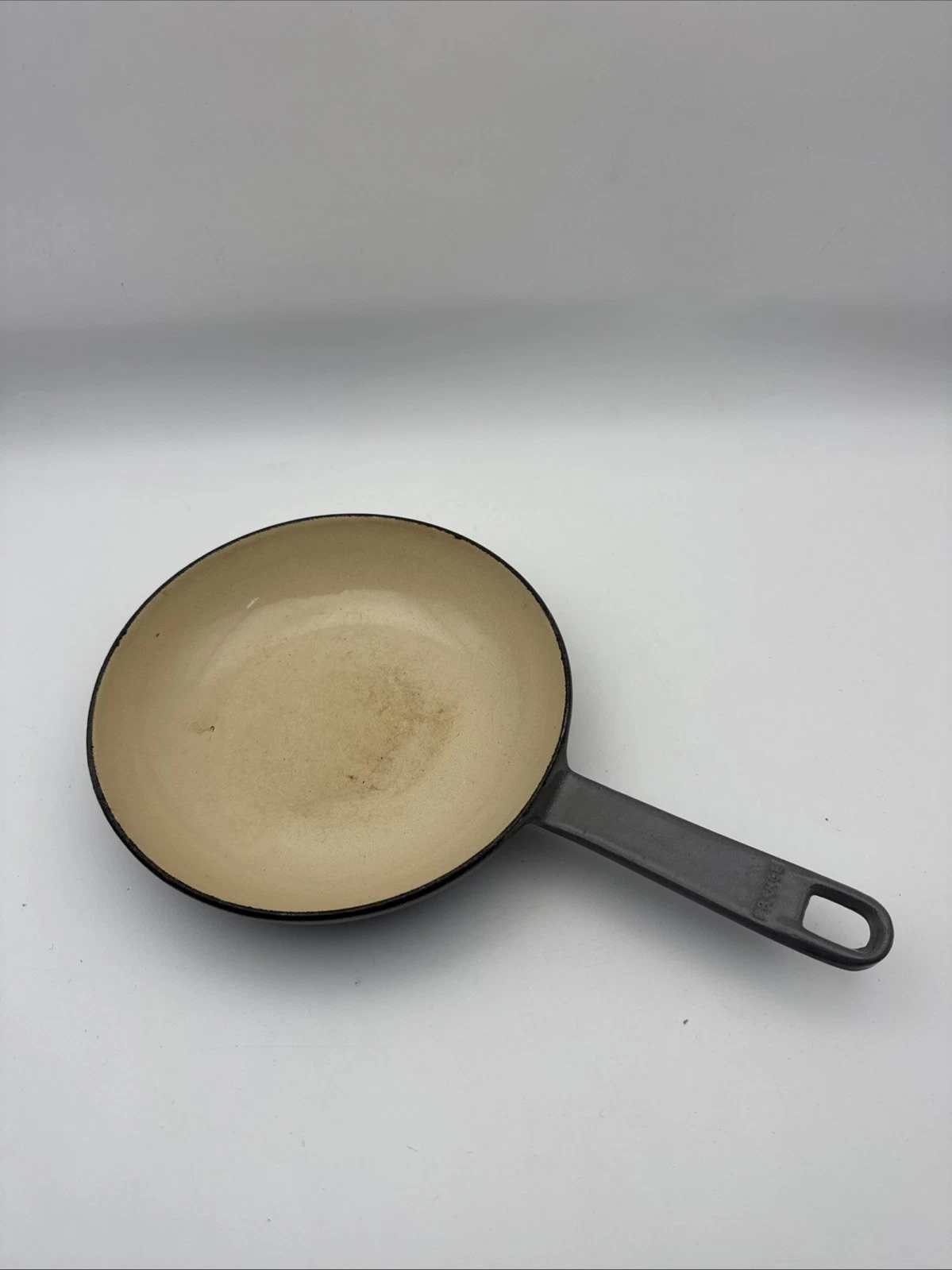 Vintage French Enameled Cast Iron Skillet Fry Pan 7” Gray