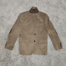 Lauren Ralph Lauren L Corduroy Blazer Tan Brown Elbow Patches Bulldog Lining