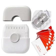 2 in 1 Hair Trimmer with 10 Replacement Blades, Razor Comb, and Sharp White 