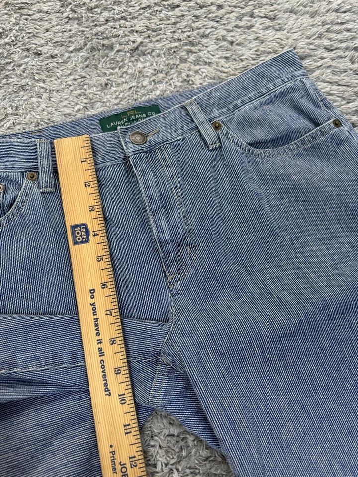 Pantalones Cortos de Jean Ralph Lauren para Mujer 8 Azul Rayas Ferrocarril Tiro Alto Denim De Colección Y2K Foto 4 de 4