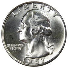 1957 D Washington Quarter Uncirculated Silver 25c Coin