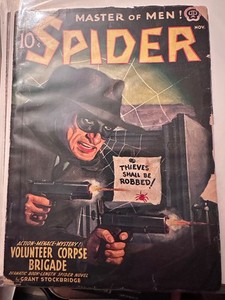 THE SPIDER MASTER OF MEN ! PULP NOVEMBER 1941 classic portrait cover G/VG photos
