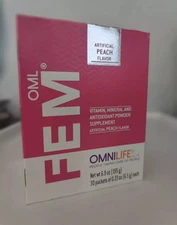fem plus box with 30 packets net wt 6.9oz Artificial Peach Flavor