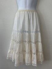 Vintage Sans Souci Half Slip White Women Size Small Lace Tiered Petticoat Ruffle