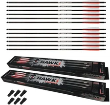 Hawk-i Carbon PCP 376 gr Arrows 12 Pack for Hunting PCP Air Guns w 12 Pack Nock