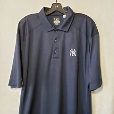 New York Yankees Polo Shirt Men Extra Large Short Sleeve Blue Golf Cutter & Buck