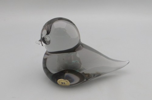 Reijmyre Rauchglas Vogel Briefbeschwerer mit Etikett Schweden/Schwedisch - Bild 2 von 8