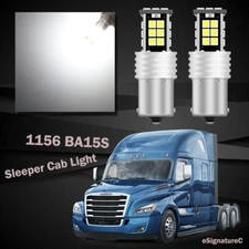 2x White Interior 1109 1156 LED Sleeper Cab Light Bulb For Freightliner Cascadia