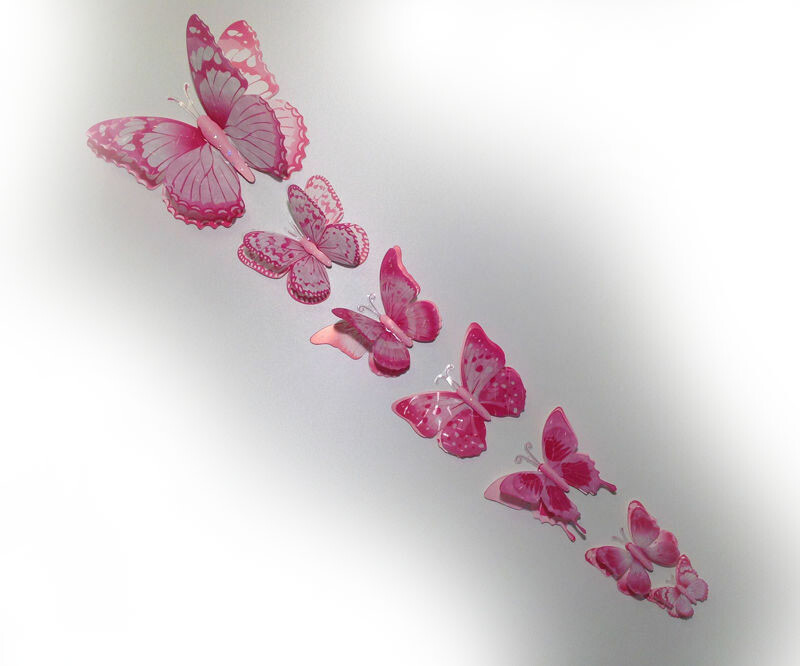 6er-Set 3D Schmetterlinge Wandtattoos – Verschiedene Größen – Selbstklebende Wanddekoration