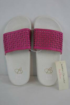 NEW Girls Footbed Sandals Medium 13 - 1 Pink Cut Outs Slides Summer Shoes