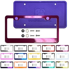 Premium Stainless Steel License Plate Frame Metal Screw Cap Silicone Backguard
