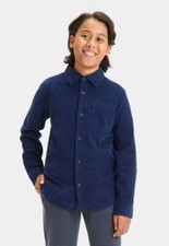 Boys' Long Sleeve Flannel Button-Down Shirt - Cat Jack L 10/12 Blue