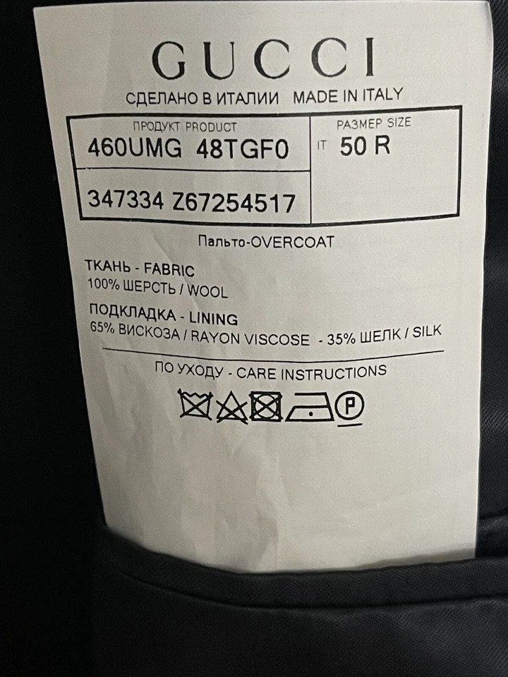$3900 Gucci Men’s 100% Wool Overcoat Black Size US40 IT50 - Image 4 of 4