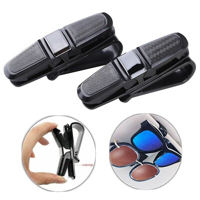 2PCS Universal Car Sun Visor Clip Sunglasses Glasses Card Ticket Holder