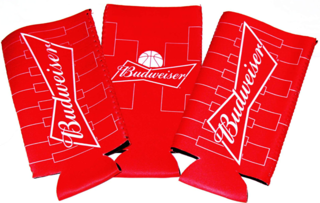 3 NEW Beer Can Koozies Lot Budweiser COLLEGE BASKETBALL March Madness 25 oz 24oz