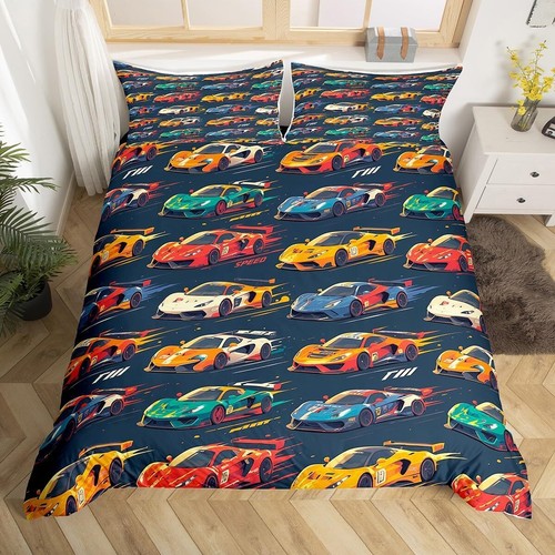 Car Bedding Set for Girls Boys Kids Full Size Speed Sports Car
