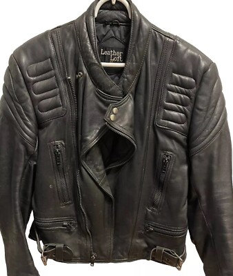 Men’s Vintage Leather Loft Black Motorcycle Leather Jacket Size 40
