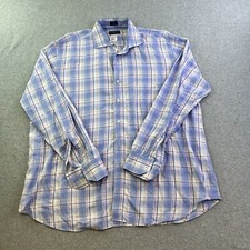 Peter Millar Collection Dress Shirt Mens XL Blue Plaid Long Sleeve Button Up