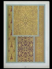SILKS AND VELVETS 16th CENTURY - 1877 LITHOGRAPH - ORNAMENTS, DUPONT-AUBERVILLE