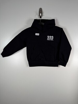 333 Half Evil Kids Boys Spell Out Logo Fleece Sweatshirt Hoodie Black Sz 15.5X16
