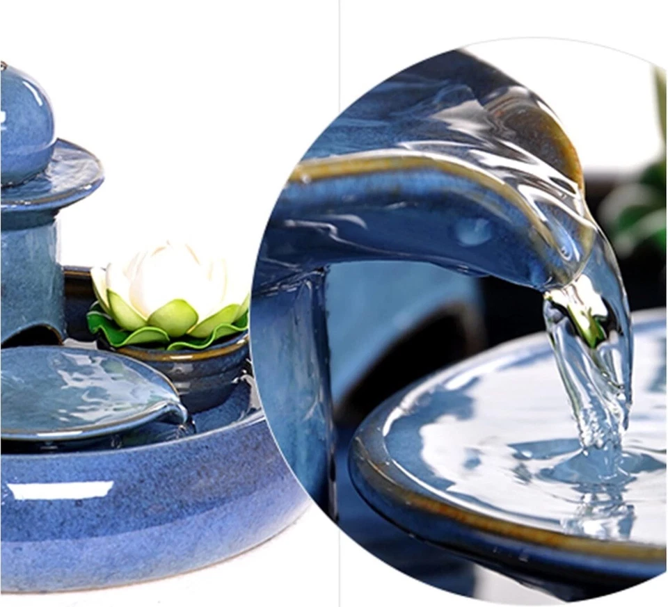 Alpine 13" Cuencos con Niveles Fuente de Mesa con Luces Azul Fuente de 3 Niveles Nuevo en Caja Foto 2 de 4