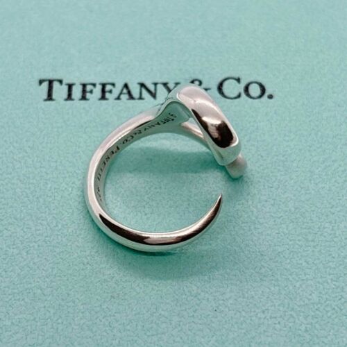 Tiffany & Co. Elsa Peretti 925 Sterling Silver Stencil Open Heart Ring 5 Used - Picture 4 of 11