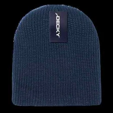 Cuffless Solid Navy Blue Sweater Beanie Knit Stocking Cap Skully Winter Hat Ski