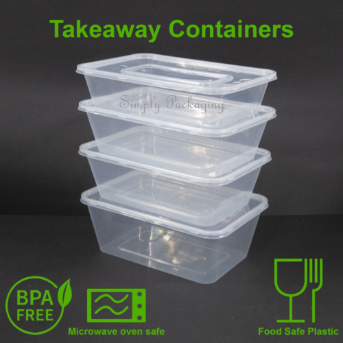 Reusable Takeaway Food Containers Plastic rectangular 500ml 650ml 750ml 1000ml - Picture 1 of 7