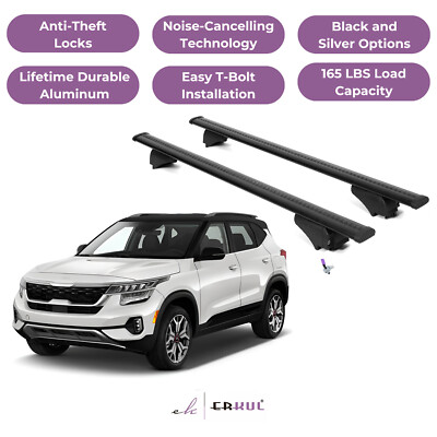ERKUL Roof Rack Cross Bars for Kia Seltos 2021-2025 with Flush Rails - Black