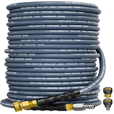 #ad 125FT 3 8quot; Pressure Washer Hose 4800PSI Wire Braided Kink Resistant Power Hose $159.96