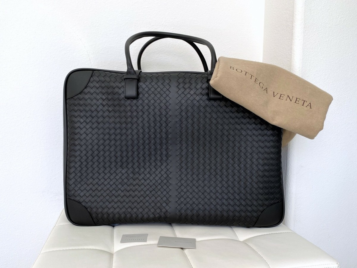 NEW! BOTTEGA VENETA Black Leather Carry-on Weekend Bag Duffle