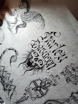 1982 VINTAGE Jack Rudy Traditional Tattoo Flash Sheet Tattooland