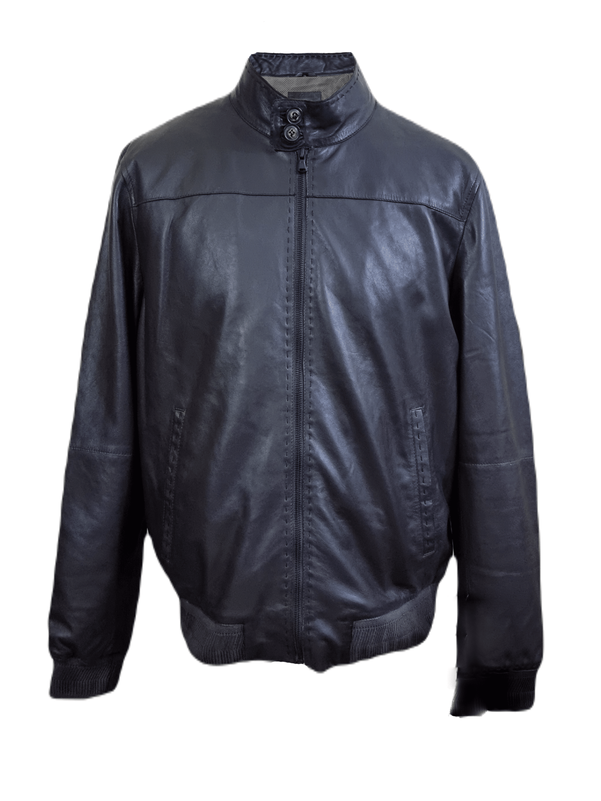 Men Bomber Jacket Biker Style Brown Sheep Leather Slim Fit Casual Fashion Jacket-image