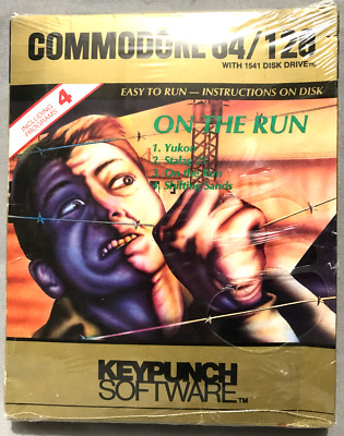 NIB! On The Run 4 Text Adventure Games on 5'' Disk Commodore 64/128 Keypunch
