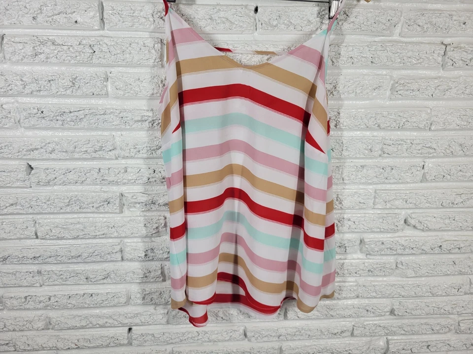 Maurices Womens Top 1 1X Plus Camisole Red Stripe Lightweight Sheer Polyester - Image 4 of 4