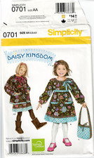 0701 UNCUT Simplicity Daisy Kingdom Girls Dress, Jacket Bag Pattern, SZ 2 3 4 5