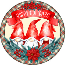 HAPPY HOLIDAYS GNOMES Design Metal Sign PLEASE READ DESCRIPTION 