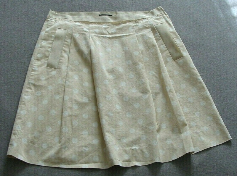 J CREW Beige & Cream POLKA DOT Pleated Skirt Sz 0