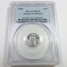 2008 PCGS MS70 - 1/10 oz Platinum Eagle Statue Liberty $10 US Coin #58305A 4949.50 per troy oz